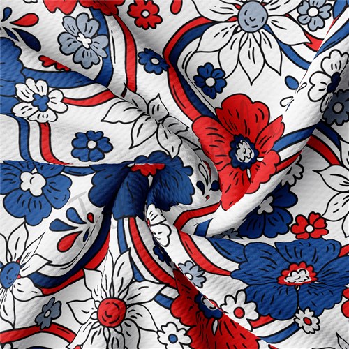 Patriotic 4th of July Printed Liverpool  Stretch Solid USA Flag (PT8) TBP102 & Get a Free $89.99 Embroidery Bundle