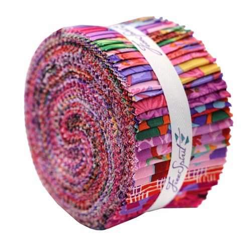 2.5 Inch Rainbow Swirl Jelly Roll 100% Cotton Fabric Quilting Strips 