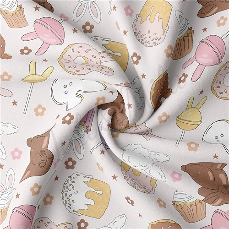 Easter Double Brushed Polyester Fabric Jersey Stretchy Soft Polyester Stretch Fabric