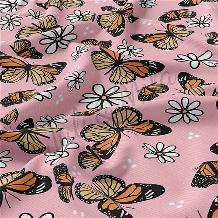 Rib Knit Fabric by Yard, Butterflies4 & Get a Free $89.99 Embroidery Bundle