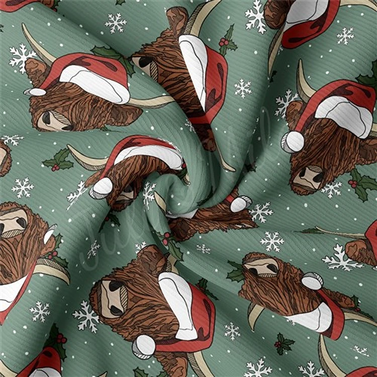 Christmas Rib Knit Fabric by Yard, RBK2033 & Get a Free $89.99 Embroidery Bundle