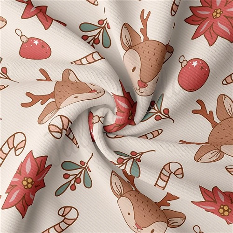 Christmas Rib Knit Fabric by Yard, RBK2061 & Get a Free $89.99 Embroidery Bundle