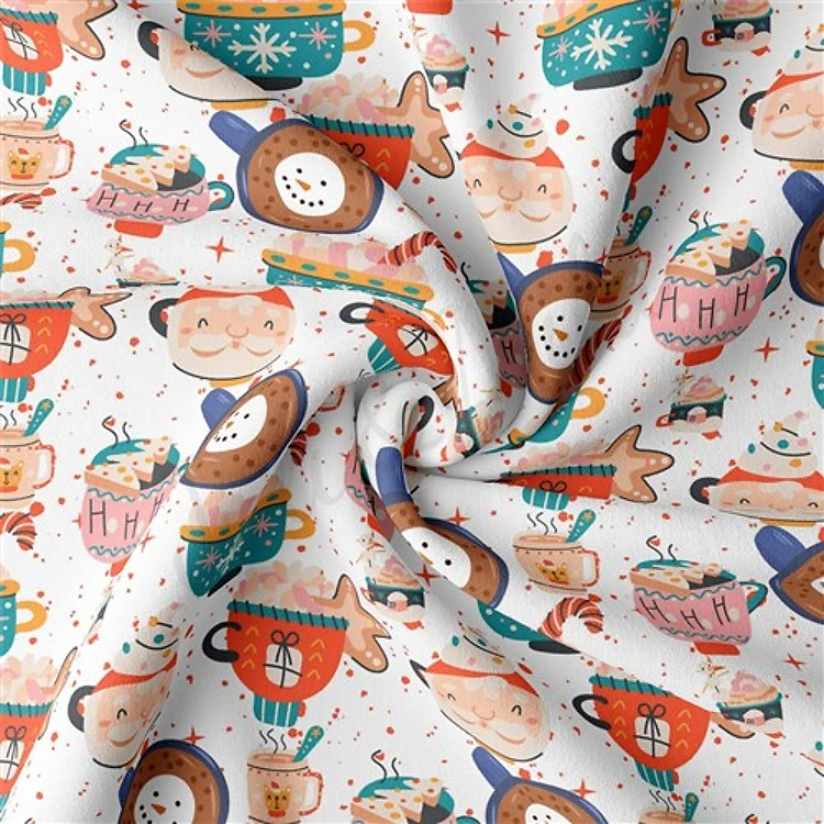 Christmas Double Brushed Polyester Fabric Jersey Stretchy Soft Polyester Stretch Fabric
