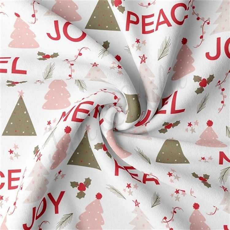 Christmas Double Brushed Polyester Fabric Jersey Stretchy Soft Polyester Stretch Fabric