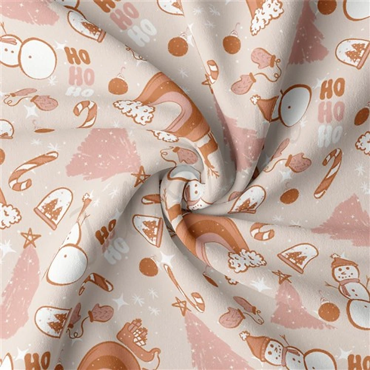 Christmas Double Brushed Polyester Fabric Jersey Stretchy Soft Polyester Stretch Fabric