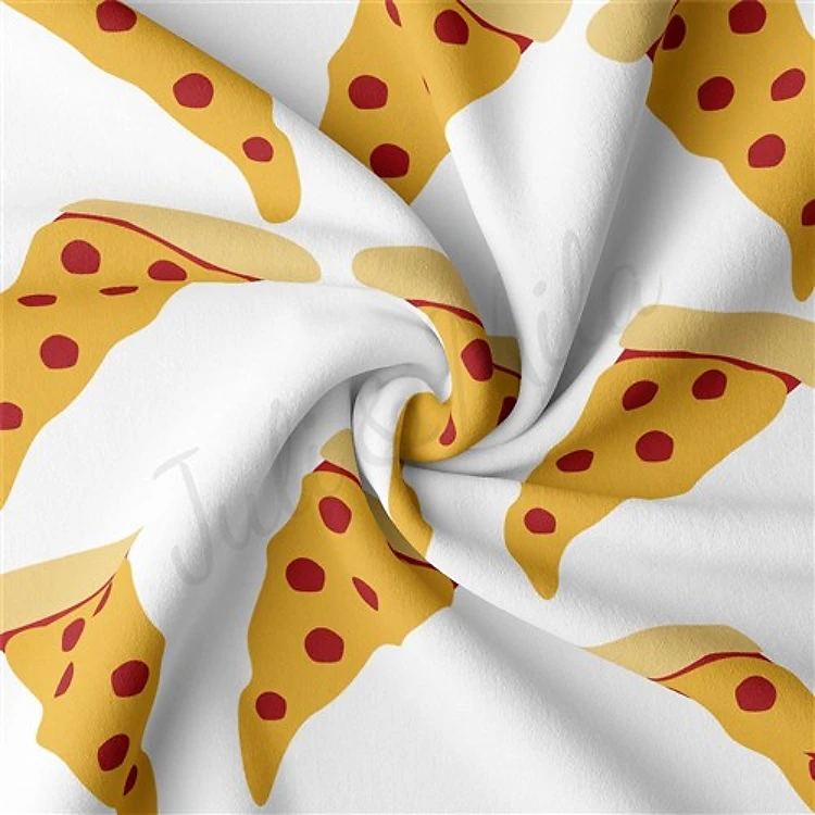 Pizza Double Brushed Polyester Fabric Jersey Stretchy Soft Polyester Stretch Fabric