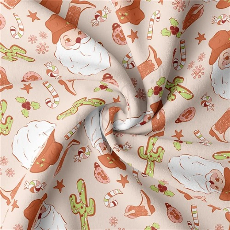 Christmas Double Brushed Polyester Fabric Jersey Stretchy Soft Polyester Stretch Fabric