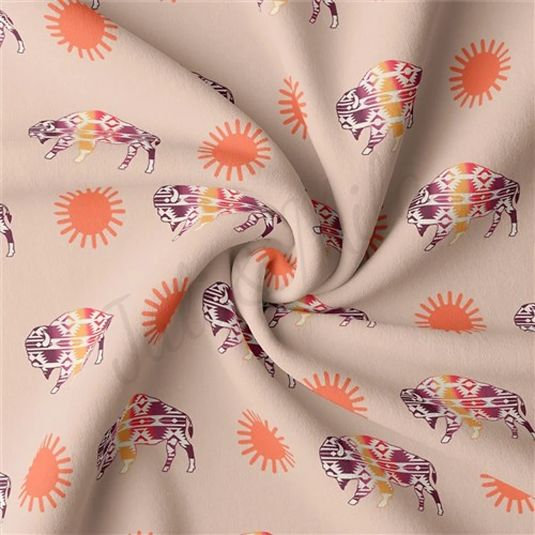 Bohemian Boho Double Brushed Polyester Fabric Jersey Stretchy Soft Polyester Stretch Fabric