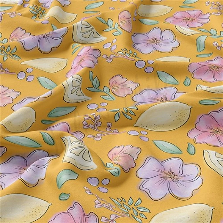 Floral Double Brushed Polyester Fabric Jersey Stretchy Soft Polyester Stretch Fabric