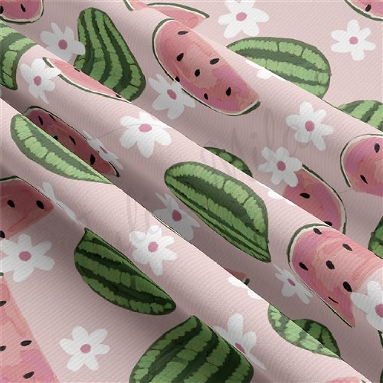 Watermelon Rib Knit Fabric by Yard, rbk1851 & Get a Free $89.99 Embroidery Bundle