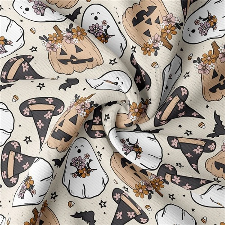 Autumn Fall Halloween Rib Knit Fabric, AA1831 & Get a Free $89.99 Embroidery Bundle