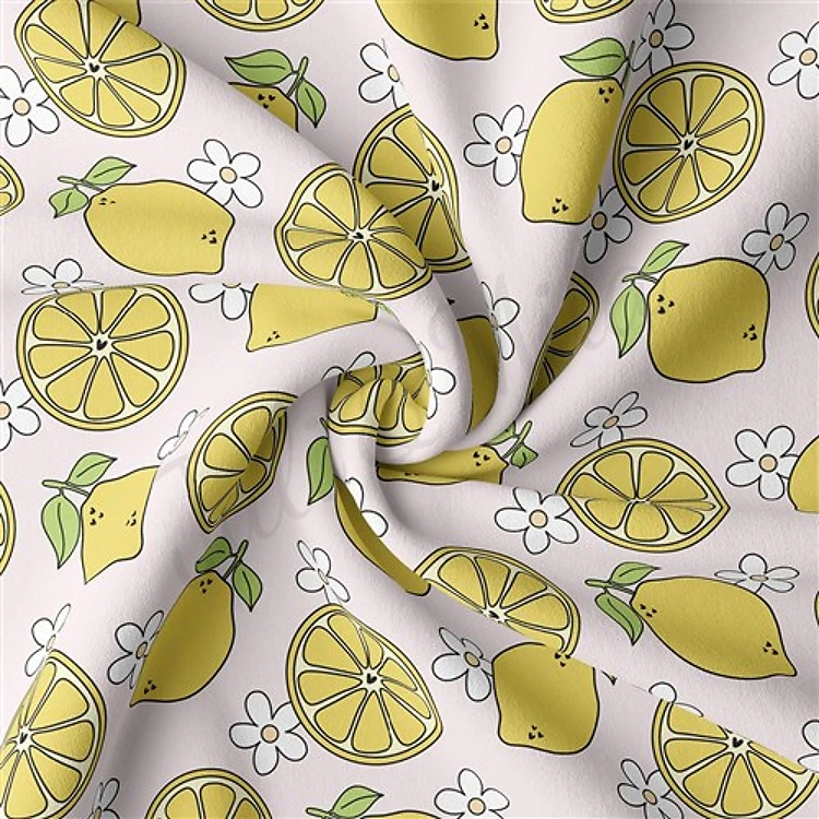 Lemon Double Brushed Polyester Fabric Jersey Stretchy Soft Polyester Stretch Fabric