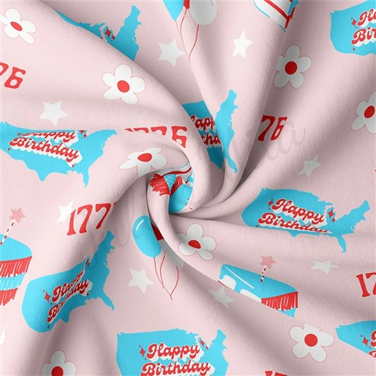 4th of July Patriotic Double Brushed Polyester Fabric Jersey Stretchy Soft Polyester Stretch Fabric