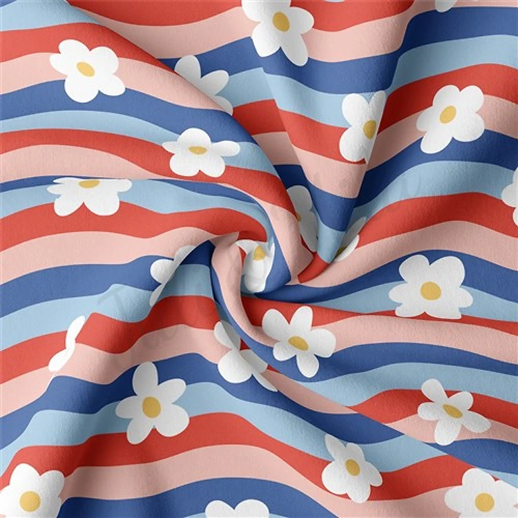 4th of July Patriotic Double Brushed Polyester Fabric Jersey Stretchy Soft Polyester Stretch Fabric
