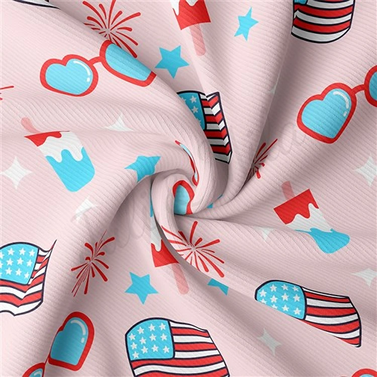 4th of July Patriotic Rib Knit Fabric, RBK1781 & Get a Free $89.99 Embroidery Bundle