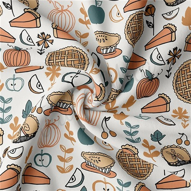 Thanksgiving Double Brushed Polyester Fabric Jersey Stretchy Soft Polyester Stretch Fabric