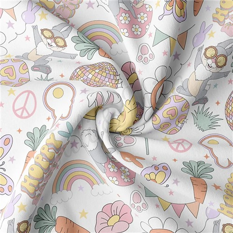 Easter Double Brushed Polyester Fabric Jersey Stretchy Soft Polyester Stretch Fabric