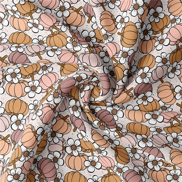 halloween Pumpkin Double Brushed Polyester Fabric Jersey Stretchy Soft Polyester Stretch Fabric