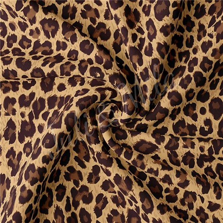 Leopard Double Brushed Polyester Fabric Jersey Stretchy Soft Polyester Stretch Fabric