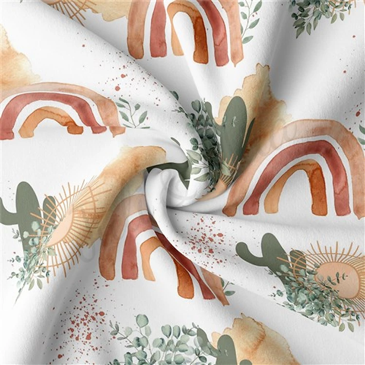 Rainbow Double Brushed Polyester Fabric Jersey Stretchy Soft Polyester Stretch Fabric
