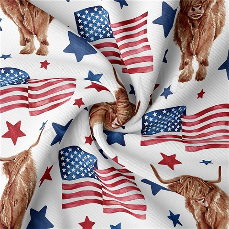 4th of July Patriotic Rib Knit Fabric, RBK1546 & Get a Free $89.99 Embroidery Bundle