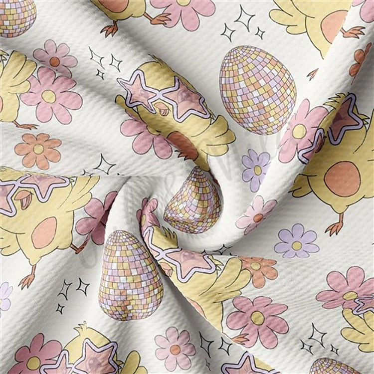 Easter Double Brushed Polyester Fabric Jersey Stretchy Soft Polyester Stretch Fabric