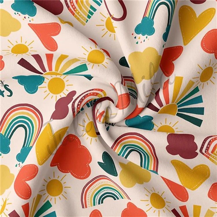 Rainbow9 Double Brushed Polyester Fabric Jersey Stretchy Soft Polyester Stretch Fabric