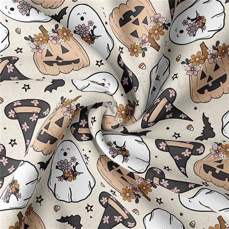 Halloween Autumn Fall Double Brushed Polyester Fabric Jersey Stretchy Soft Polyester Stretch Fabric
