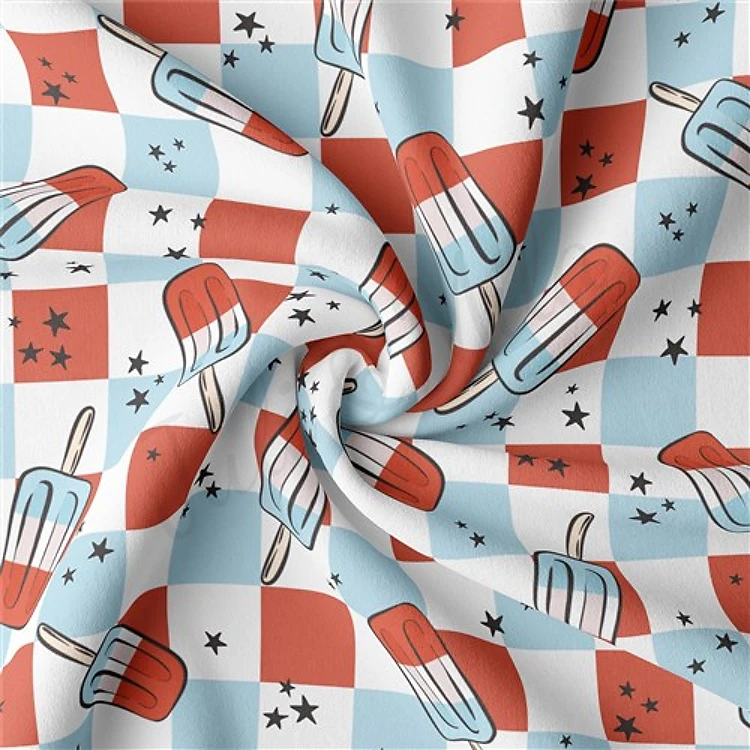 4th of July Patriotic Double Brushed Polyester Fabric Jersey Stretchy Soft Polyester Stretch Fabric