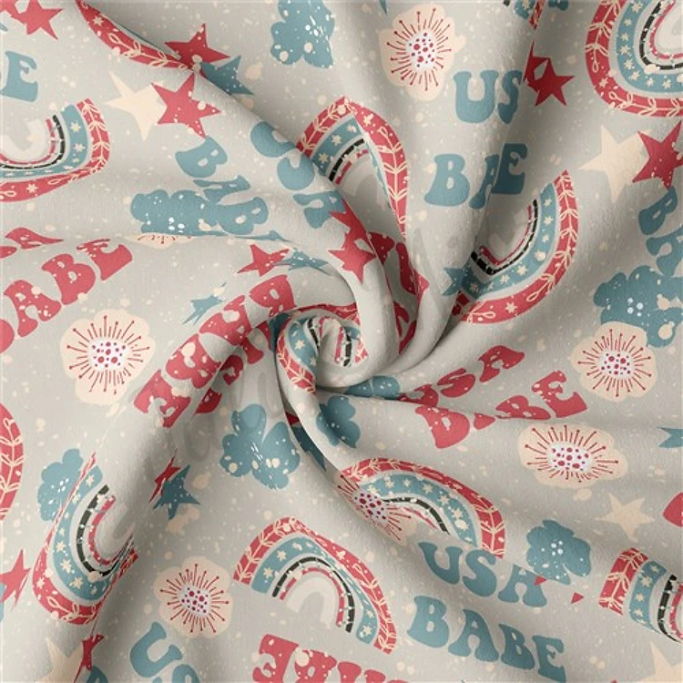 4th of July Patriotic Double Brushed Polyester Fabric Jersey Stretchy Soft Polyester Stretch Fabric