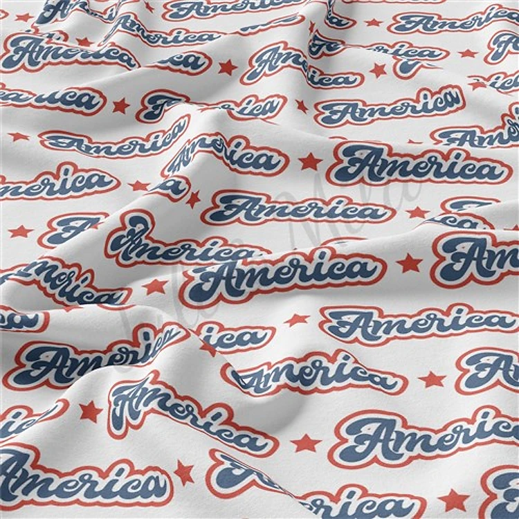 4th of July Patriotic Double Brushed Polyester Fabric Jersey Stretchy Soft Polyester Stretch Fabric