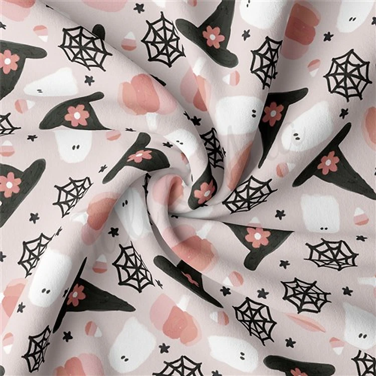 Halloween Autumn Fall Double Brushed Polyester Fabric Jersey Stretchy Soft Polyester Stretch Fabric