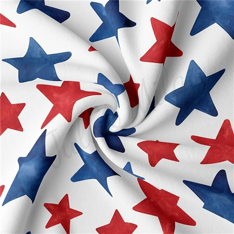 4th of July Patriotic Double Brushed Polyester Fabric Jersey Stretchy Soft Polyester Stretch Fabric