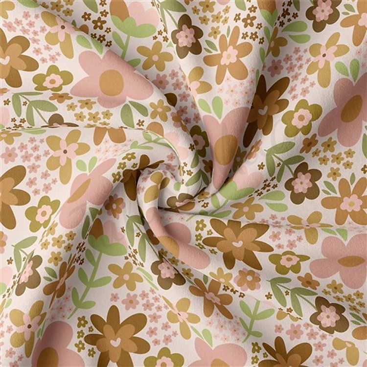 Floral Double Brushed Polyester Fabric Jersey Stretchy Soft Polyester Stretch Fabric