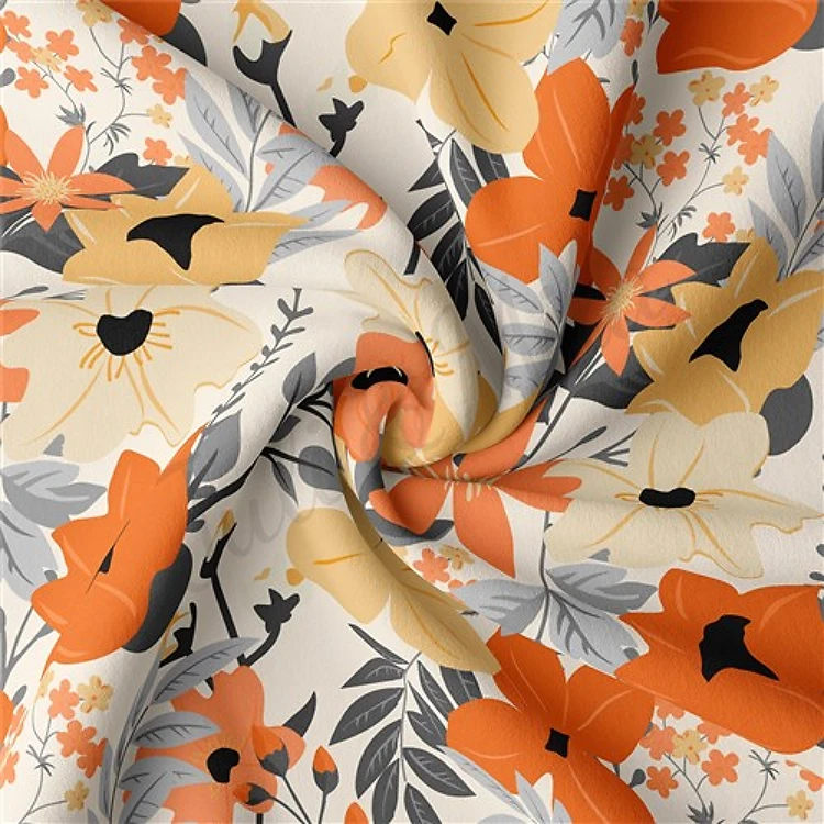 Floral Double Brushed Polyester Fabric Jersey Stretchy Soft Polyester Stretch Fabric