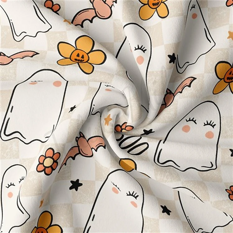 halloween Double Brushed Polyester Fabric Jersey Stretchy Soft Polyester Stretch Fabric