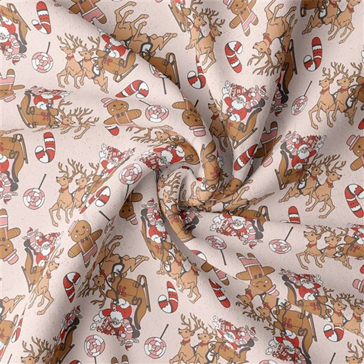 christmas Double Brushed Polyester Fabric Jersey Stretchy Soft Polyester Stretch Fabric