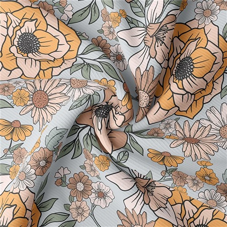 Floral Rib Knit Fabric, RBK1606 & Get a Free $89.99 Embroidery Bundle