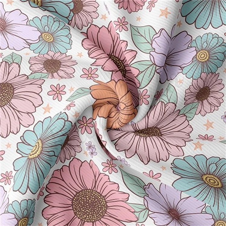 Floral Rib Knit Fabric, RBK1581 & Get a Free $89.99 Embroidery Bundle