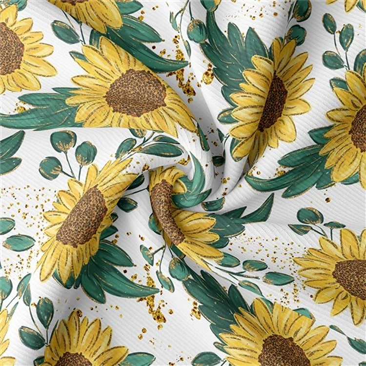 Sunflowers Rib Knit Fabric, RBK1588 & Get a Free $89.99 Embroidery Bundle