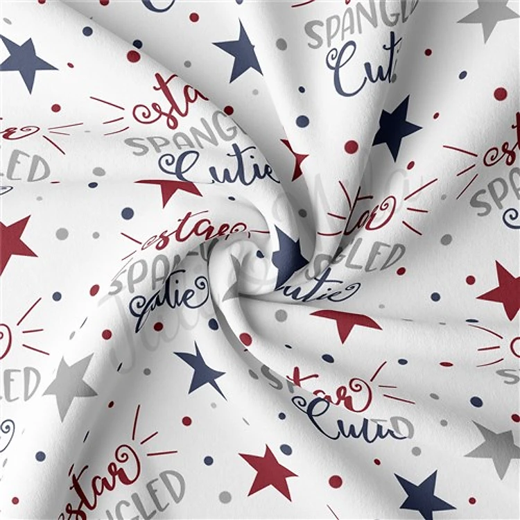 4th of July Patriotic Double Brushed Polyester Fabric Jersey Stretchy Soft Polyester Stretch Fabric