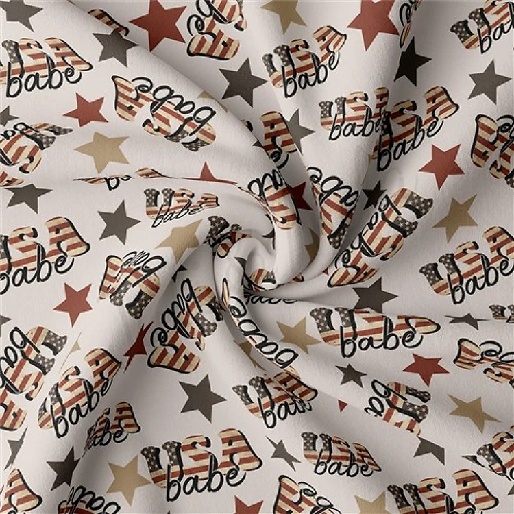 4th of July Patriotic Double Brushed Polyester Fabric Jersey Stretchy Soft Polyester Stretch Fabric