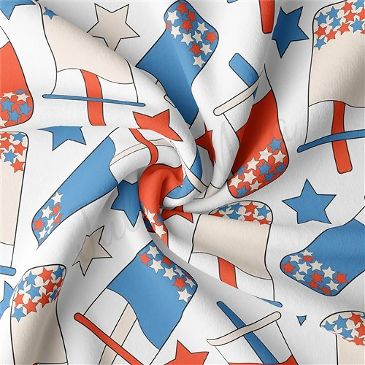 4th of July Patriotic Double Brushed Polyester Fabric Jersey Stretchy Soft Polyester Stretch Fabric