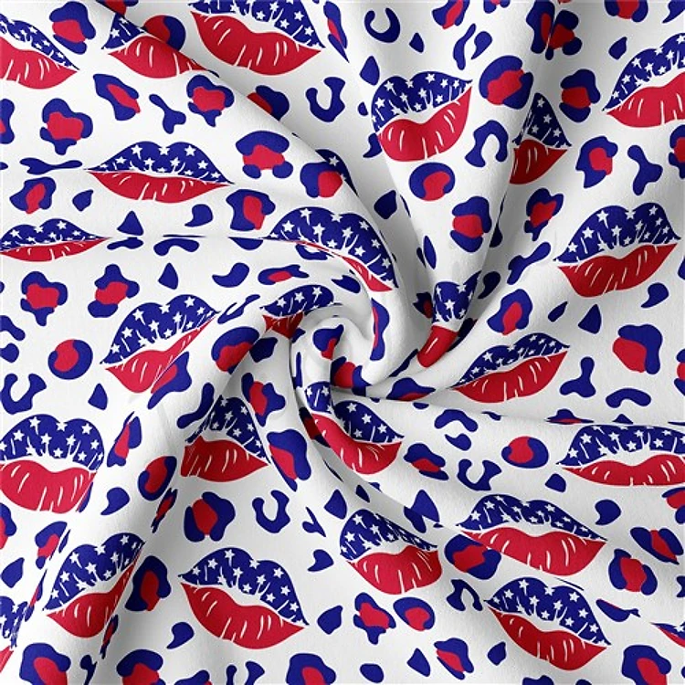 4th of July Patriotic Double Brushed Polyester Fabric Jersey Stretchy Soft Polyester Stretch Fabric