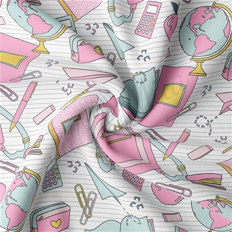 Back to School Double Brushed Polyester Fabric Jersey Stretchy Soft Polyester Stretch Fabric