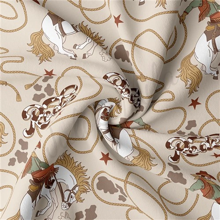 Boho Western Double Brushed Polyester Fabric Jersey Stretchy Soft Polyester Stretch Fabric