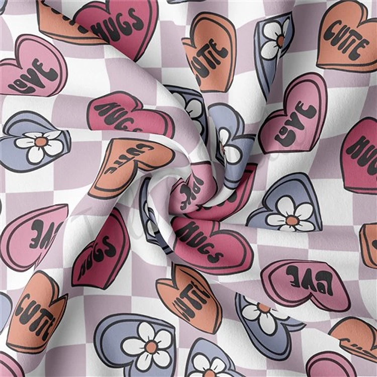 Valentine's Day Double Brushed Polyester Fabric Jersey Stretchy Soft Polyester Stretch Fabric