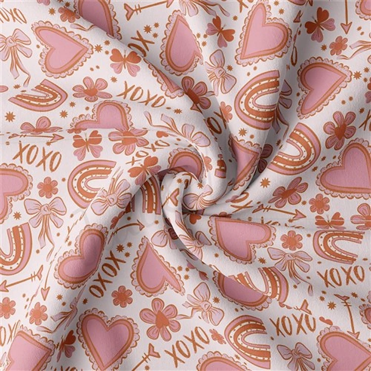 Valentine's Day Double Brushed Polyester Fabric Jersey Stretchy Soft Polyester Stretch Fabric