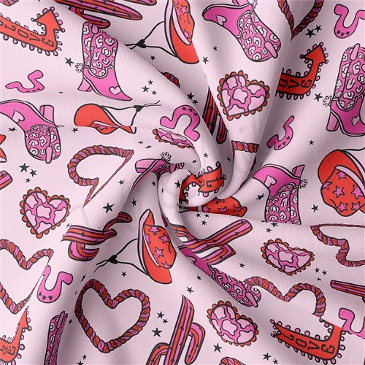 Valentine's Day Double Brushed Polyester Fabric Jersey Stretchy Soft Polyester Stretch Fabric