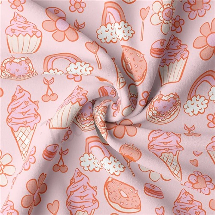 Valentine's Day Double Brushed Polyester Fabric Jersey Stretchy Soft Polyester Stretch Fabric